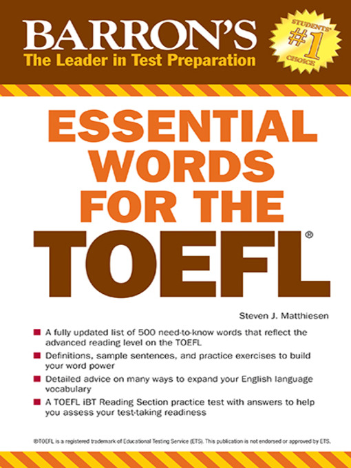Title details for Essential Words for the TOEFL by Steven J. Matthiesen - Wait list